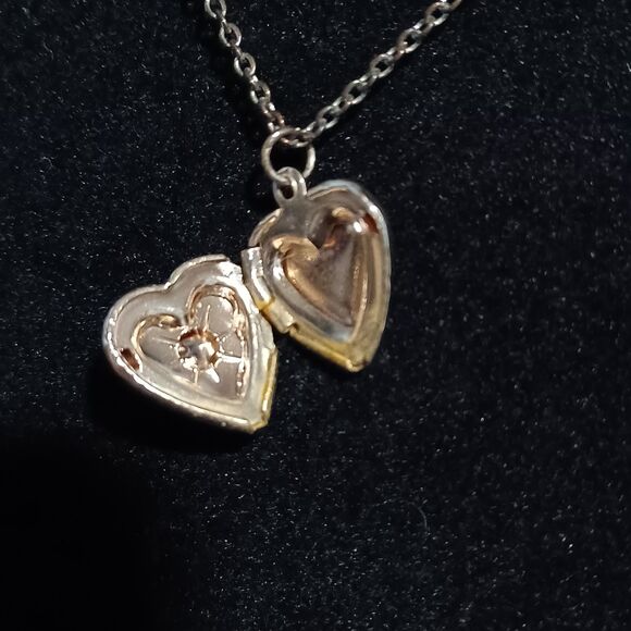 Gold-Toned Double-Layer Necklace w/ Heart Locket Pendant, 16" - Picture 3 of 5